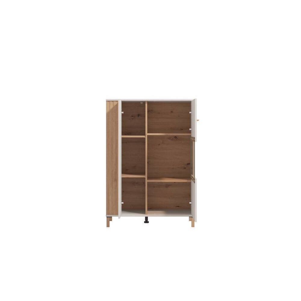 Vitrina Baja en Melamina Color Cashmere y Roble Artisan 2 Puertas Medidas 85,5x40x122,5 cm