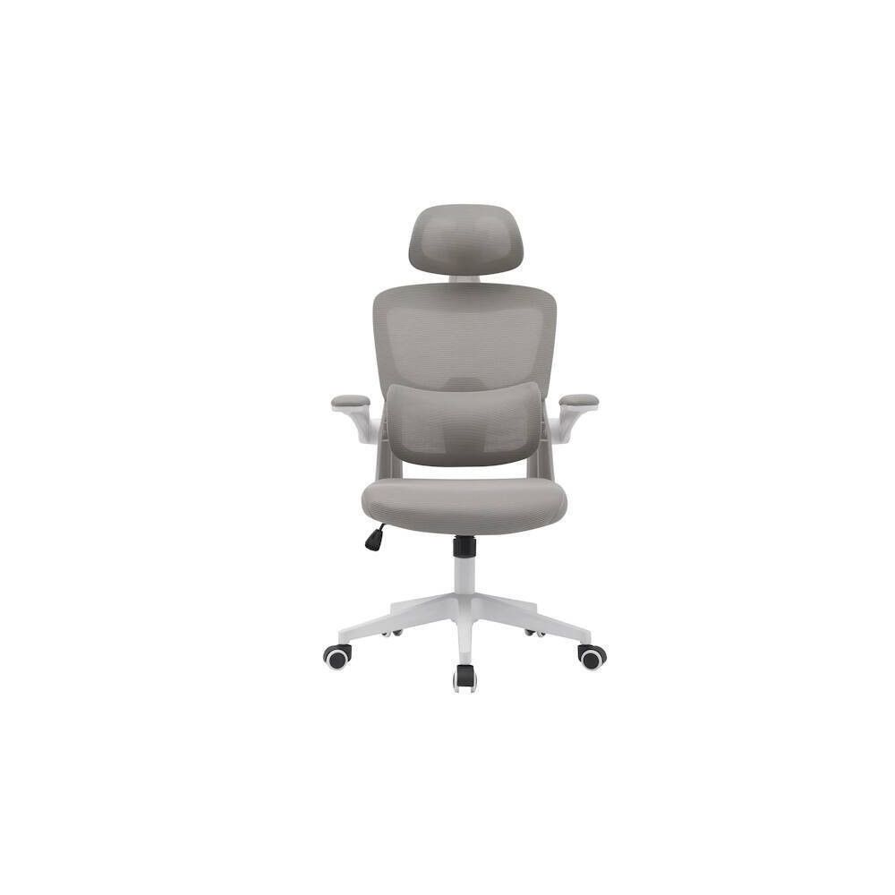 Silla de Oficina Ergonómica en Tejido 3D Gris con Reposacabezas Regulable y Refuerzo Lumbar - Medidas 65x55x114-124 cm