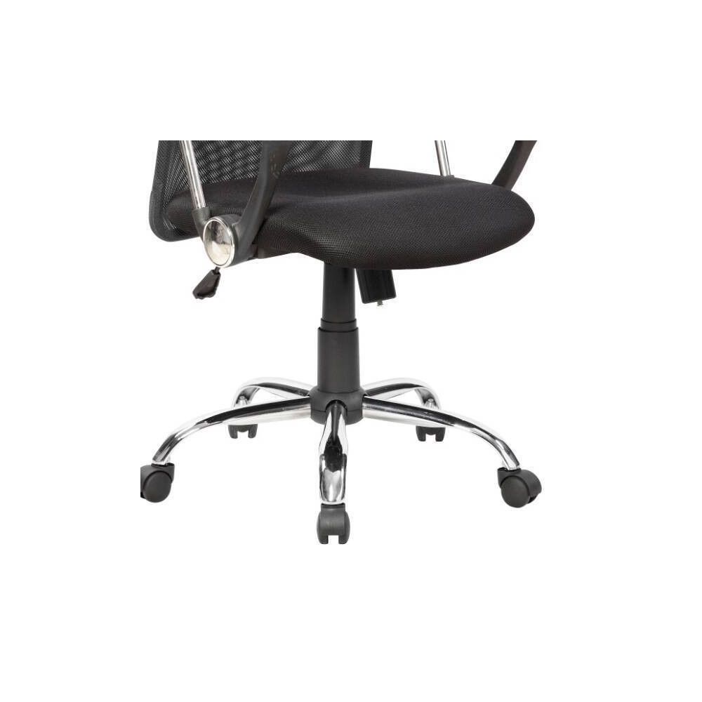 Silla de Oficina Ergonómica con Respaldo Alto en Símil Piel Negra, Regulable en Altura - Medidas 59x60x110-120 cm