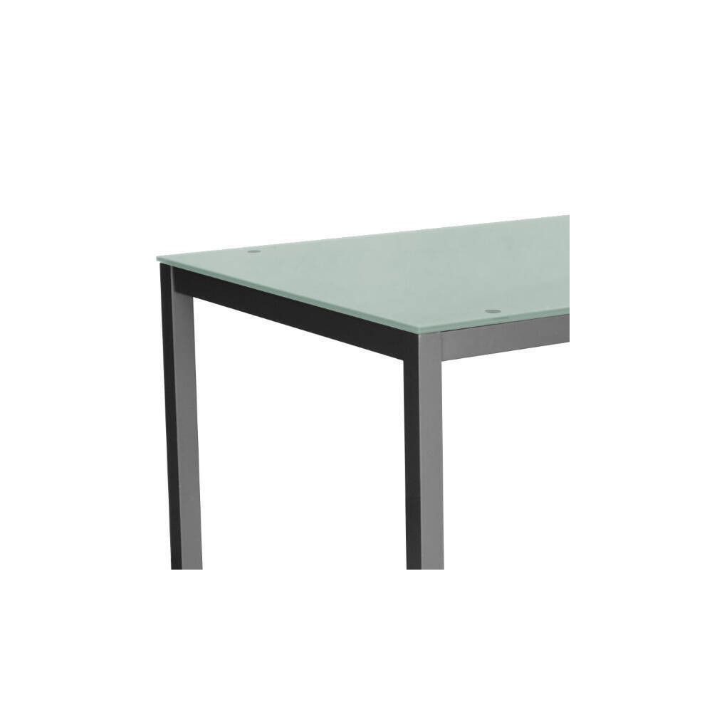 Mesa Fija para Cocina con Estructura de Acero Pintado Color Aluminio y Tapa de Cristal Templado Blanco - Medidas 110x70x75 cm