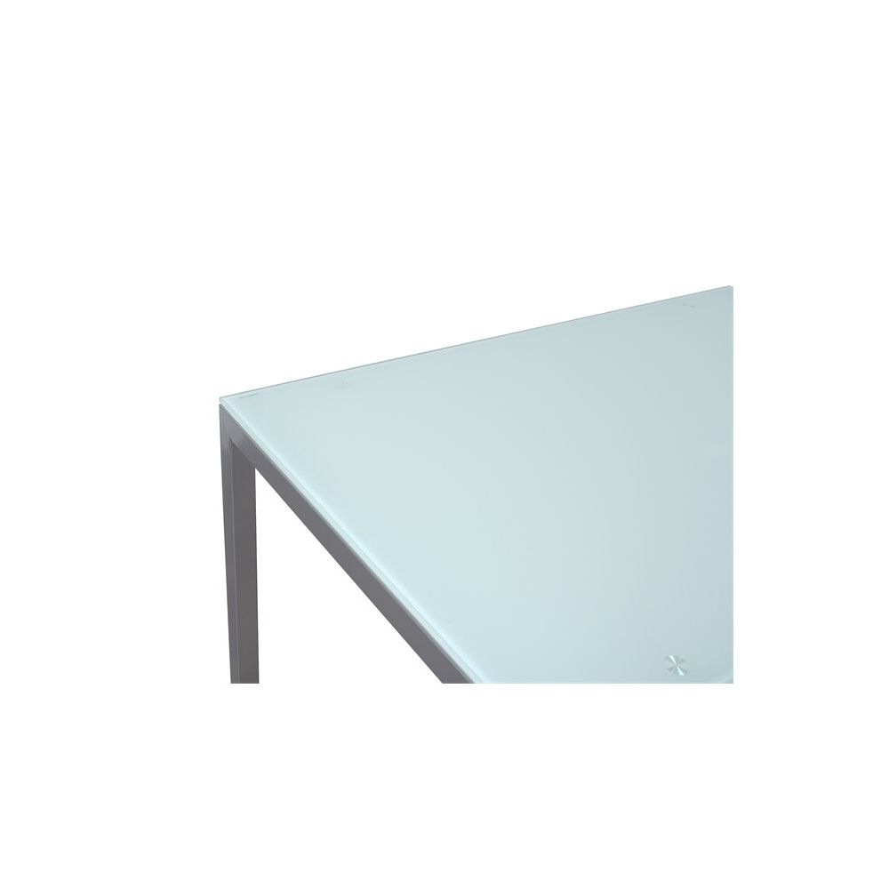 Mesa Fija para Cocina con Estructura de Acero Pintado Color Aluminio y Tapa de Cristal Templado Blanco - Medidas 110x70x75 cm