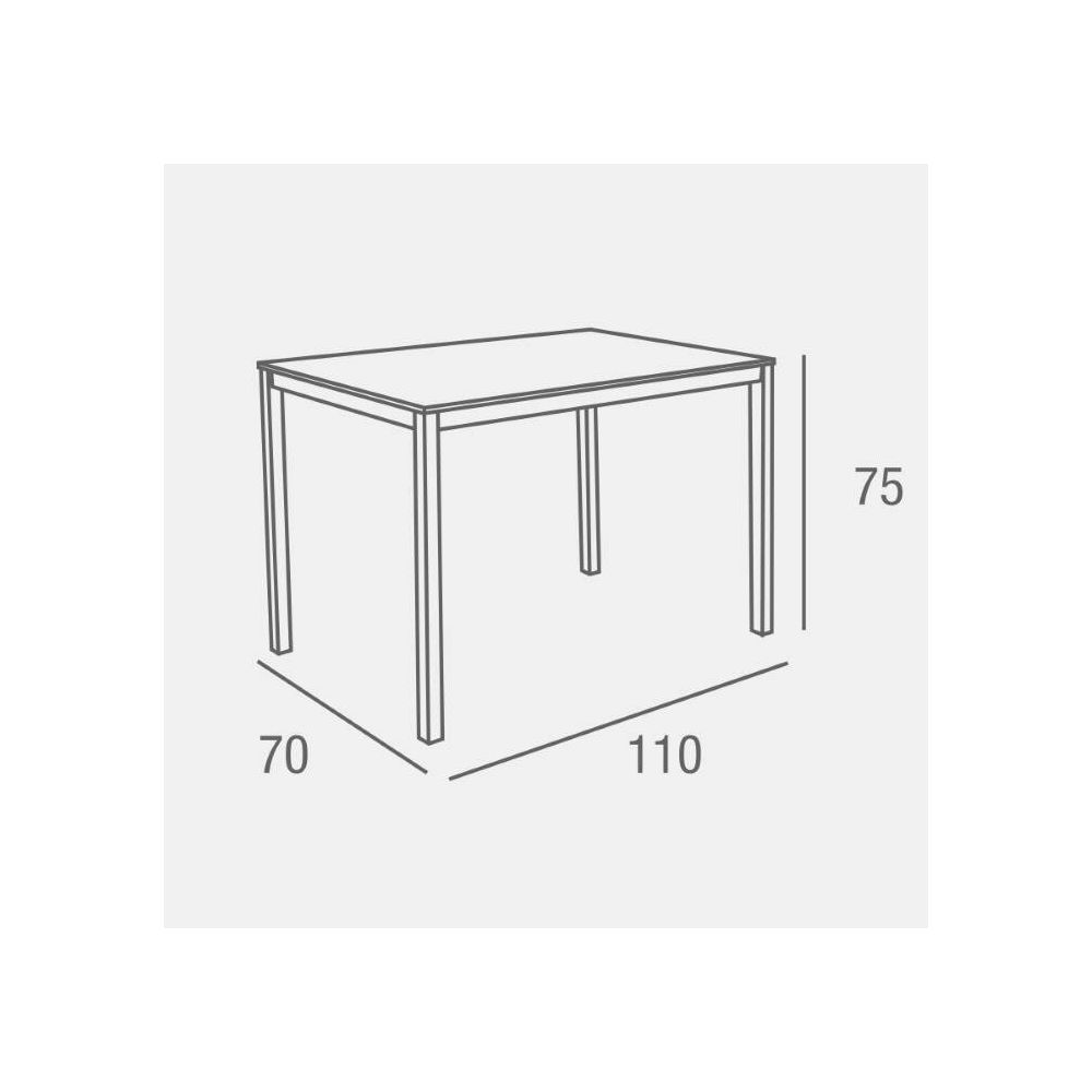 Mesa Fija para Cocina con Estructura de Acero Pintado Color Aluminio y Tapa de Cristal Templado Blanco - Medidas 110x70x75 cm