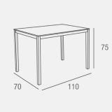 Mesa Fija para Cocina con Estructura de Acero Pintado Color Aluminio y Tapa de Cristal Templado Blanco - Medidas 110x70x75 cm