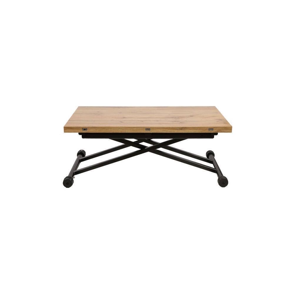 Mesa de Centro Elevable y Tapa Extensible - Fabricada en MDF - Cerrada 100x57 cm, Abierta 100x114 cm, Altura de 39 a 77 cm