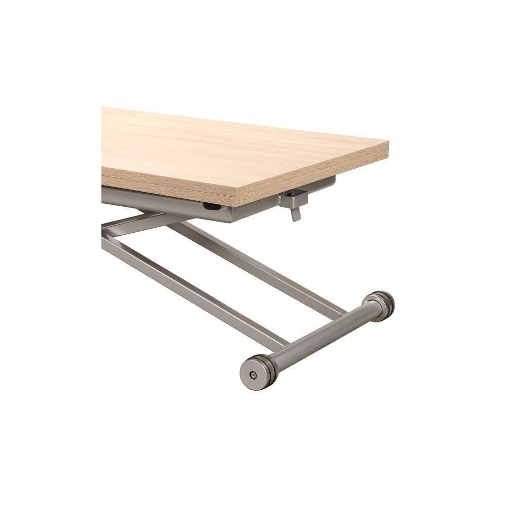 Mesa de Centro Elevable y Tapa Extensible -Color Roble Sonoma -Cerrada 100x57 cm, Abierta 100x114 cm, Altura de 39 a 77 cm