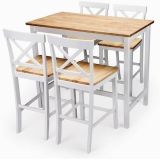 Mesa Alta de Madera Lacada en Blanco Mate con Tapa en Color Roble - Medidas 108x60x91 cm