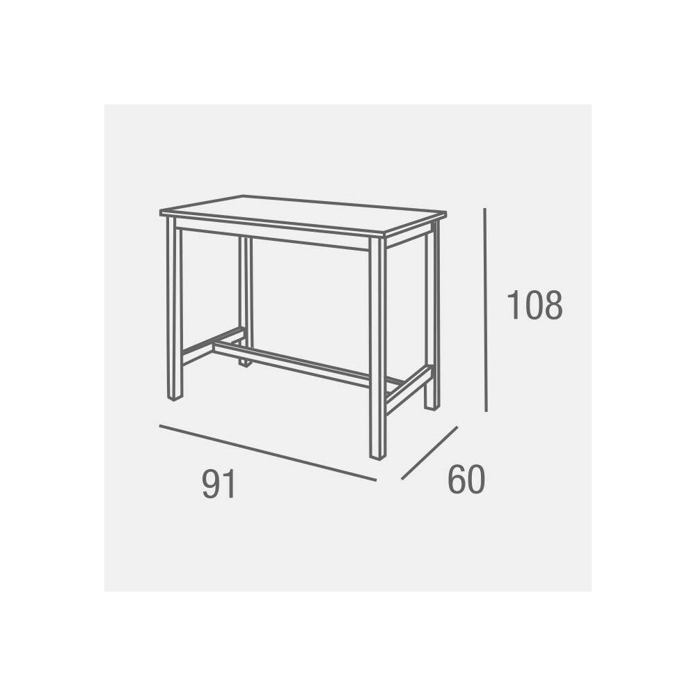 Mesa Alta de Madera Lacada en Blanco Mate con Tapa en Color Roble - Medidas 108x60x91 cm
