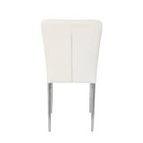 6 Sillas de Comedor con Relleno de Espuma, Tapizado en Símil Piel Blanco y Patas Metálicas Cromadas - Medidas 44x91,5x47 cm