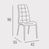 Juego de 4 Sillas Tapizadas en Símil Piel Gris Oscuro con Patas Cromadas, Asiento y Respaldo Ergonómicos- Medidas 43x63x97 cm