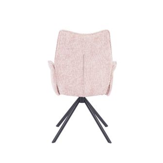 Juego de 2 Sillas con Brazos Tapizadas en Tela Rosa y Patas en Acabado Negro, Mecanismo Giratorio 180º-  Medidas 63x62x93 cm