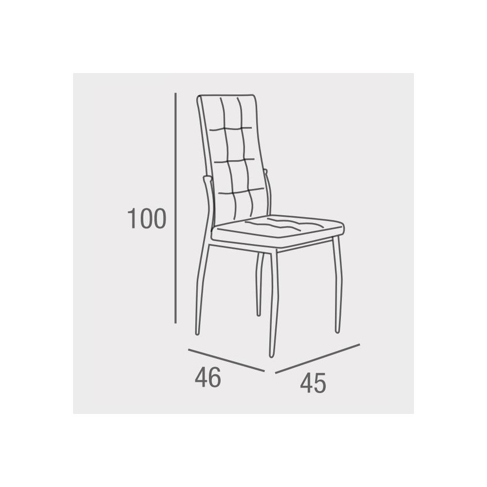 6 Sillas Tapizadas en Tela Beige con Asiento y Respaldo Acolchados, Patas Cromadas - Medidas 45x46x100 cm