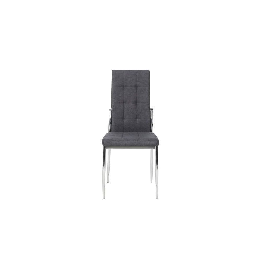 6 Sillas Tapizadas en Tela Gris con Asiento y Respaldo Acolchados, Patas Cromadas - Medidas 45x46x100 cm