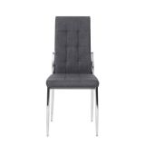 6 Sillas Tapizadas en Tela Gris con Asiento y Respaldo Acolchados, Patas Cromadas - Medidas 45x46x100 cm