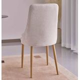Juego de 4 Sillas Tapizadas en Tela Beige Repelente al Agua con Patas Metálicas en Acabado Madera - Medidas 96x56x40 cm