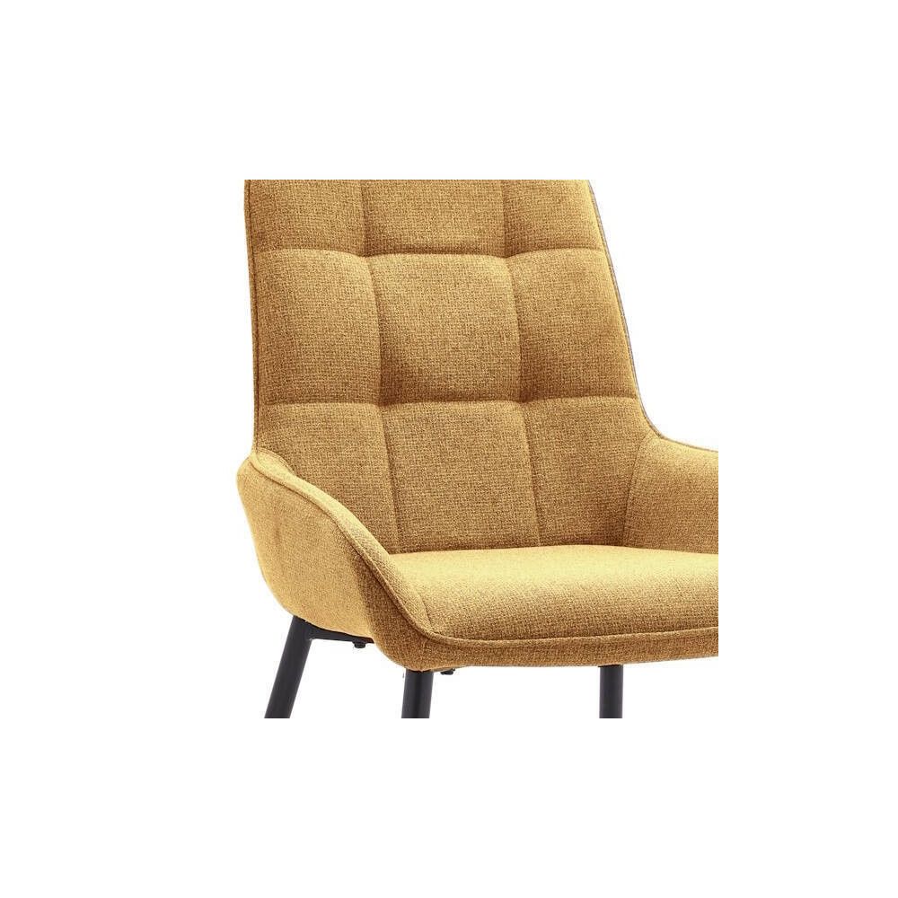 Pack de 4 Sillas Tapizadas en Tela Mostaza con Tratamiento Easy Clean, Asiento Reforzado Medidas 54x55x88 cm