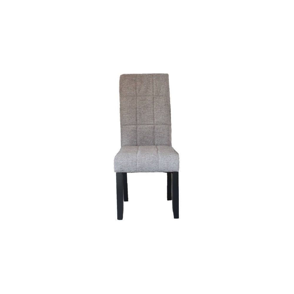 Pack de 2 Sillas Tapizadas en Tela Gris con Patas Negras, Acolchado Cuadrado en Respaldo y Asiento, Medidas 47x62x106.5 cm