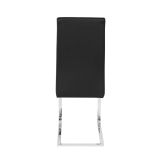 Pack de 4 Sillas Tapizadas en Símil Piel Negra con Pata de Tubo Ovalado en Acabado Cromo, Medidas 46x54x110 cm