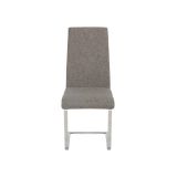 Pack de 4 Sillas Tapizadas en Símil Piel Gris Oscuro con Pata de Tubo Ovalado en Acabado Cromo,Medidas 46x54x110 cm