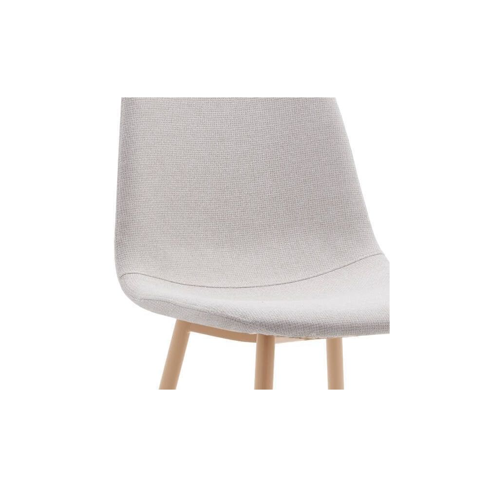 Pack de 4 Sillas con Estructura Tapizada en Tela Beige Claro, Patas Metálicas con Acabado Madera, Medidas 44x53x86 cm