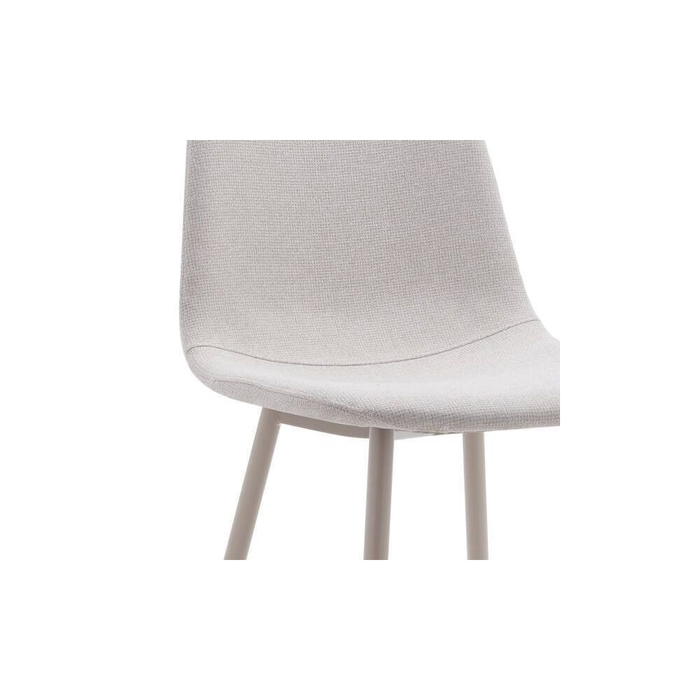 Pack de 4 Sillas con Estructura Tapizada en Tela Beige Claro, Patas Metálicas con Acabado en crema, Medidas 44x53x86 cm
