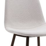 Pack de 4 Sillas con Estructura Tapizada en Tela Beige Claro, Patas Metálicas con Acabado Negro, Medidas 44x53x86 cm