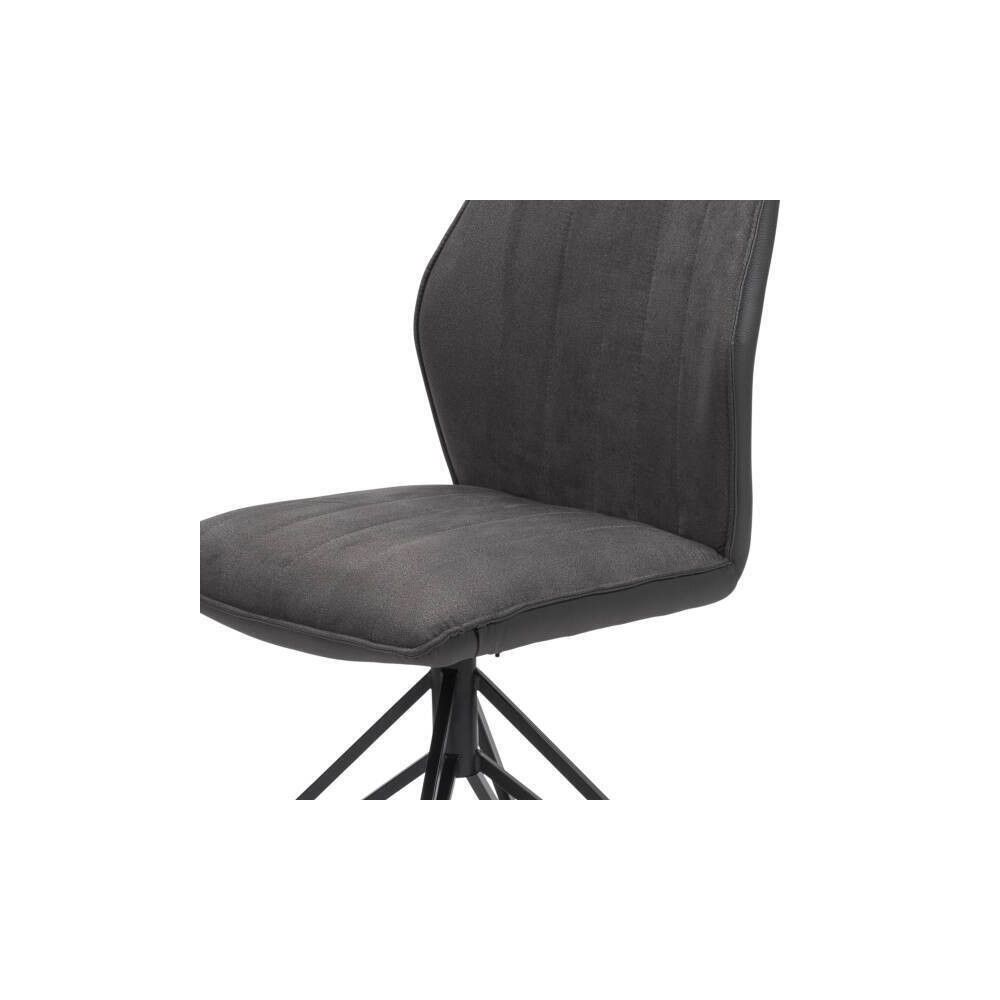 Pack de 2 Sillas con Respaldo y Asiento Tapizados en Tela Gris, Pata Metálica en Acabado Negro Mate, Medidas 62,5x52x93 cm