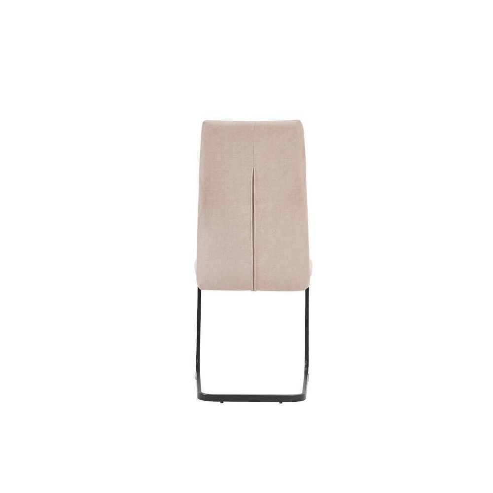Pack de 4 Sillas de Madera con Relleno de Espuma, Tapizadas en Tela Beige, Patas Metálicas Negras, Medidas 44x60x99 cm