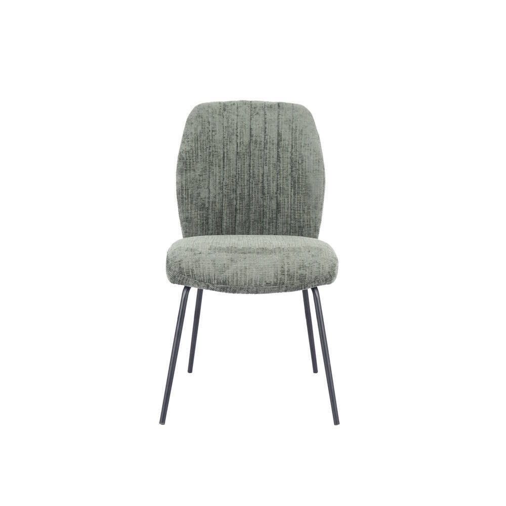 Pack de 2 Sillas Tapizadas en Tela Musgo con Patas en Acabado Negro, Asiento y Respaldo Ergonómicos, Medidas 61x47x89 cm