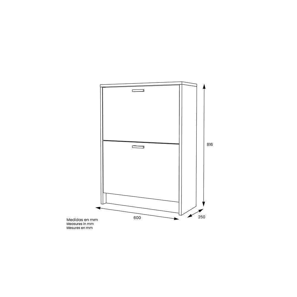 Zapatero Recibidor Roble – Mueble Auxiliar Estrecho con 2 Puertas | Capacidad 12 Pares | 81,6 x 60 x 25 cm