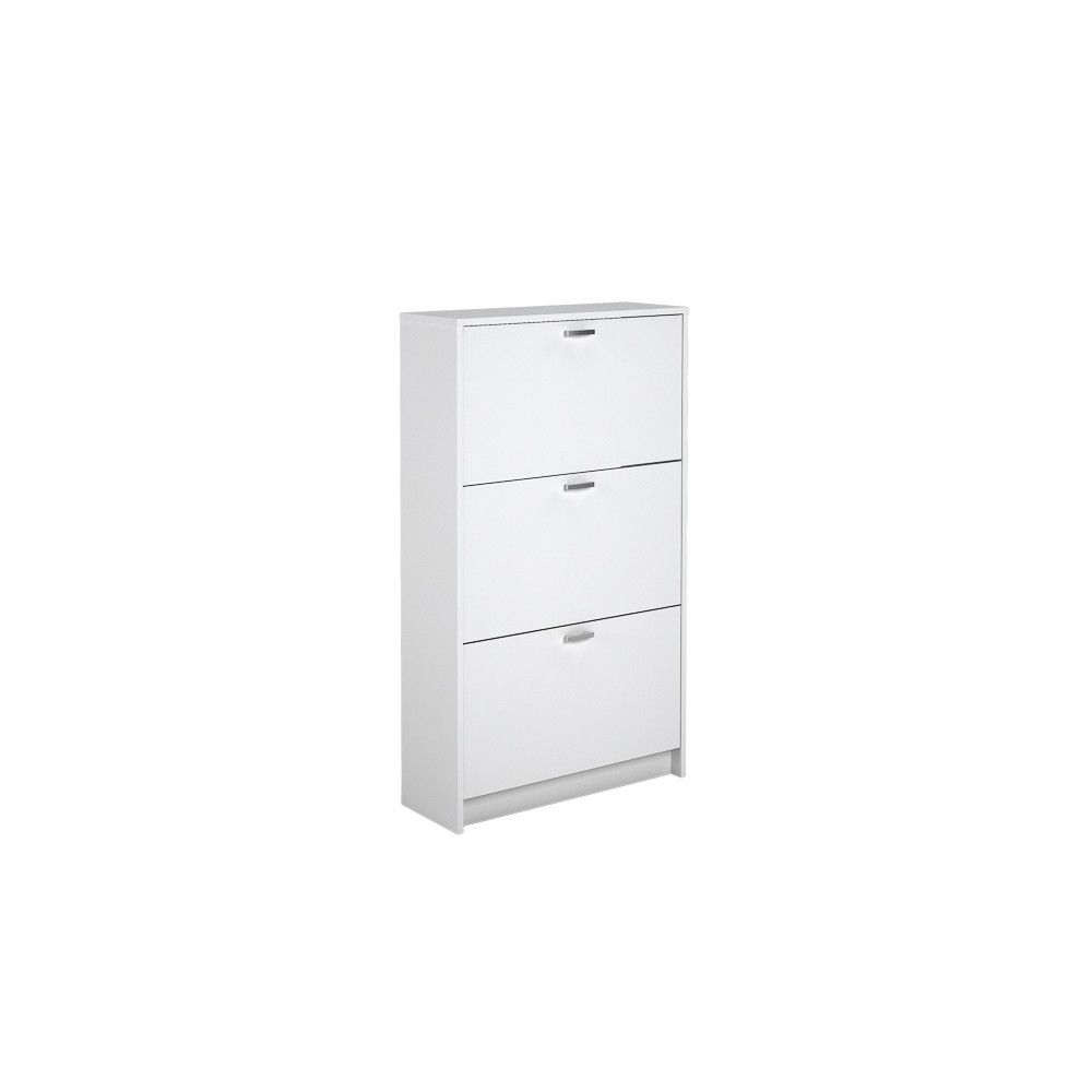 Zapatero Compacto Blanco – Mueble con 3 Puertas y Doble Profundidad | MDF con Acabado Melamina | 70 x 25 x 120 cm