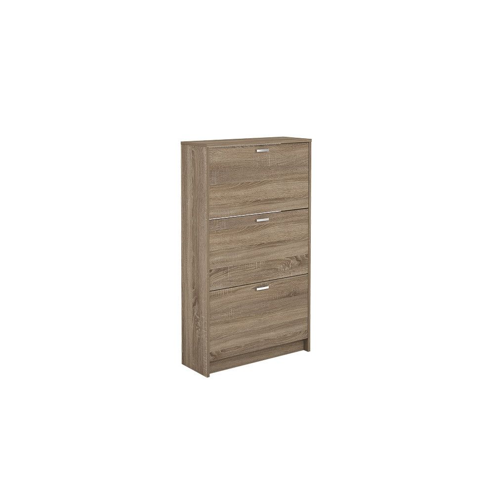 Zapatero Compacto Roble – Mueble con 3 Puertas y Doble Profundidad | MDF con Acabado Melamina | 70 x 25 x 120 cm
