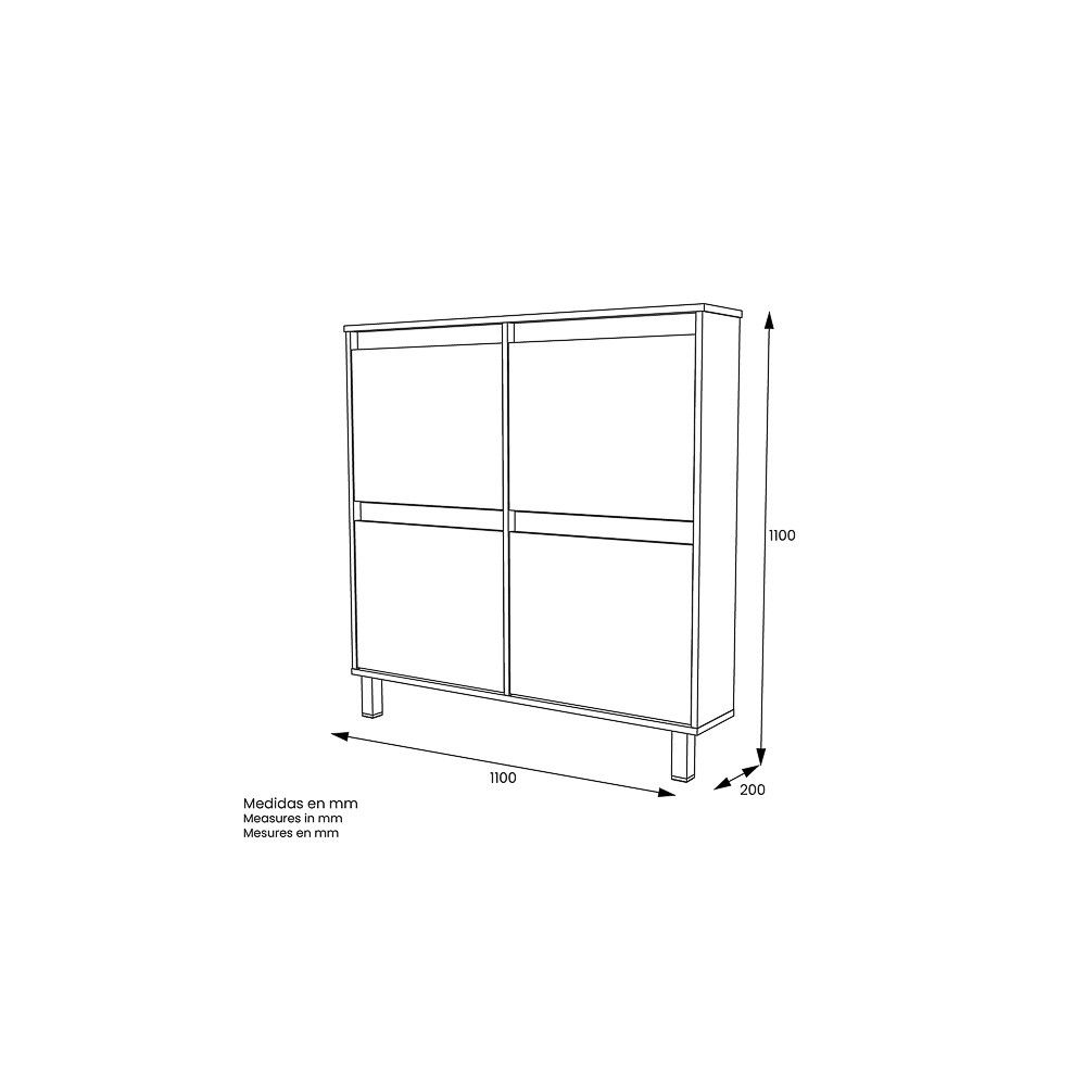 Zapatero de Melamina Roble/Blanco – 4 Puertas Abatibles | Gran Capacidad | 110 x 110 x 20 cm
