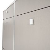 Mueble Zapatero con 4 Puertas y 2 Cajones | Acabado Blanco/Textil | 116,8 x 104,3 x 27 cm