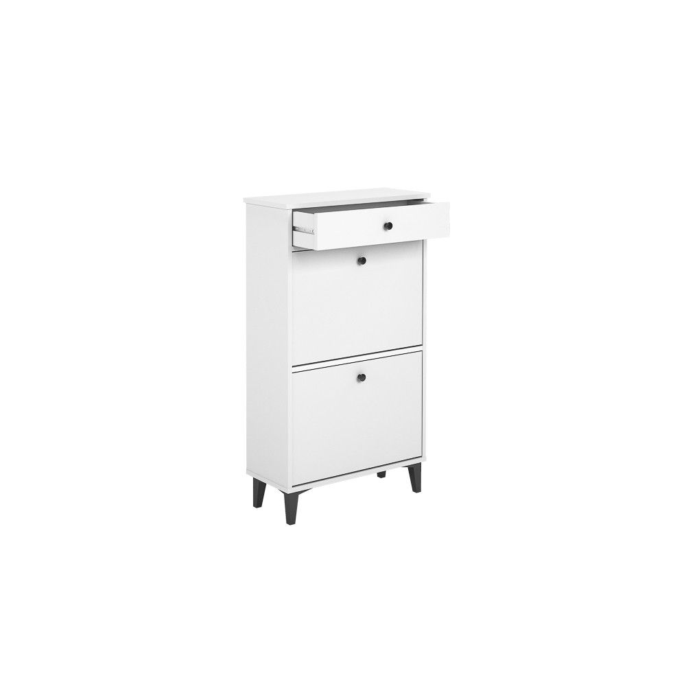 Mueble Zapatero Blanco con 2 Puertas y 1 Cajón | 61,1 x 110 x 25 cm