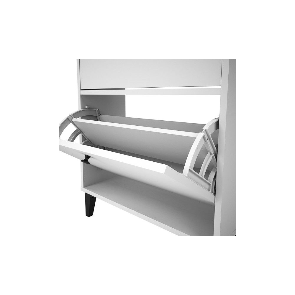 Mueble Zapatero Blanco con 2 Puertas y 1 Cajón | 61,1 x 110 x 25 cm