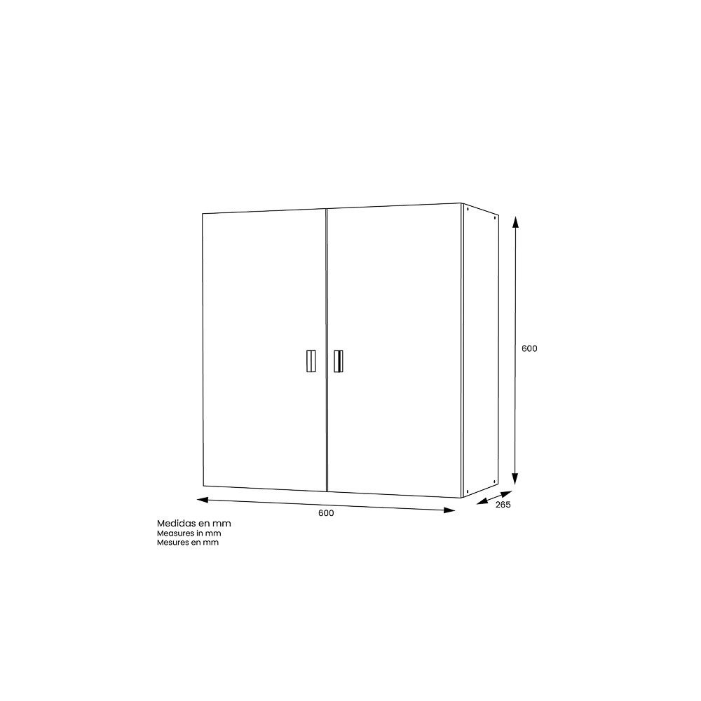 Mueble Alto de Cocina para Colgar con 2 Puertas – Color Blanco – 60 x 60 x 26,5 cm (alto x ancho x fondo)
