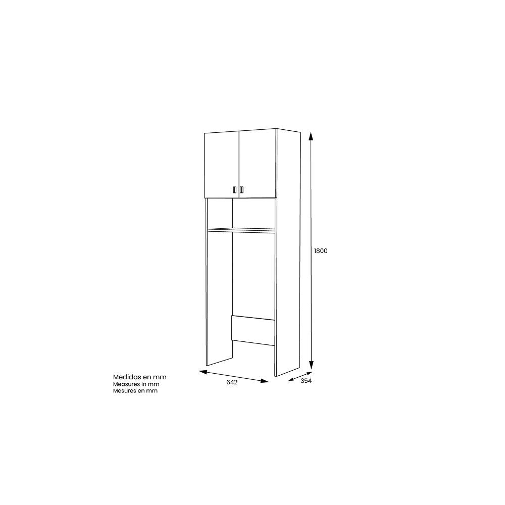 Armario Multiusos Fabricado en Melamina para Lavadora o Baño – 180 x 64 x 35 cm (alto x ancho x fondo)
