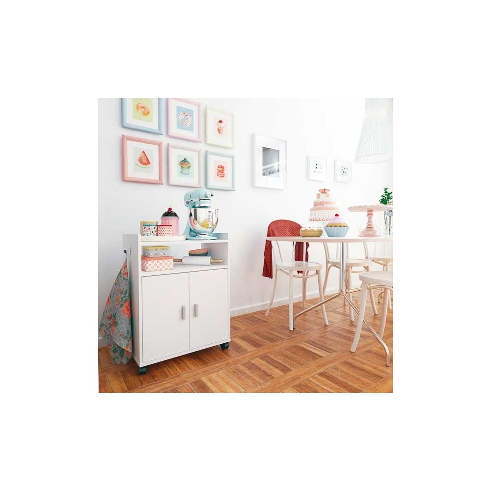 Mueble Auxiliar para Microondas – Acabado Blanco – 79,5 x 60 x 40 cm (alto x ancho x fondo)