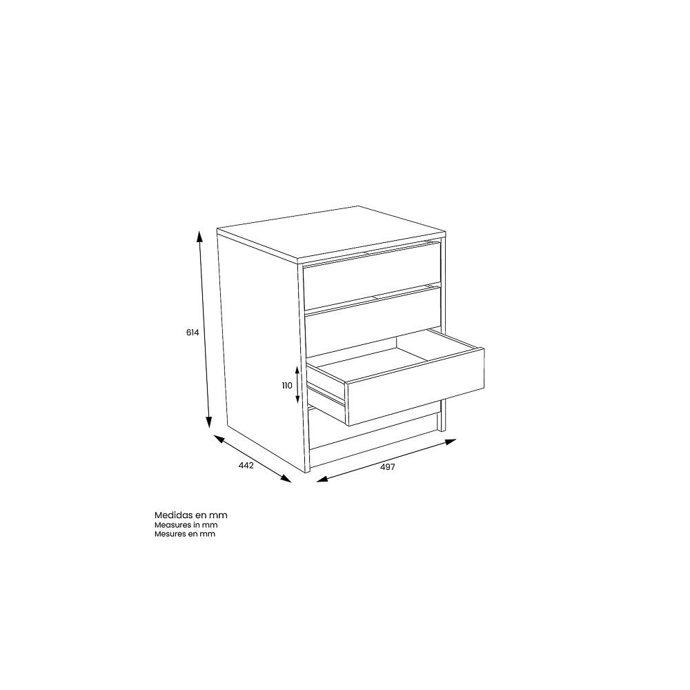 Cajonera 4 cajones | Color: Roble | Medidas: 62 cm x 50 cm x 44 cm mueble dormitorio