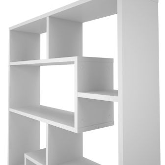 Estantería Geométrica Blanca para Salón con Múltiples Estantes – 169 x 120 x 28 cm (alto x ancho x fondo)