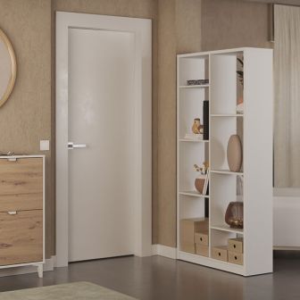 Estantería Alta Salón, Librería, Color Blanco, Medidas: 180 cm (Alto) x 85 cm (Ancho) x 28,5 cm (Fondo
