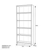 Estantería Alta Salón, Librería, Color Blanco, Medidas: 180 cm (Alto) x 75 cm (Ancho) x 25 cm (Fondo)