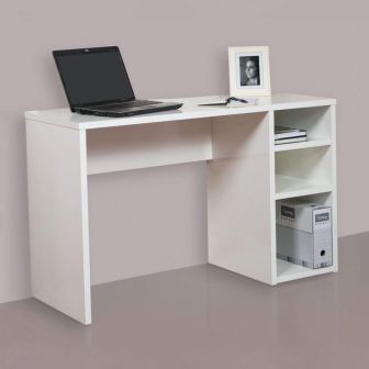 Mesa Escritorio | Mesa Estudio con 3 estantes | Color Blanco Brillo | Medidas: 120 x 75 x 50 cm
