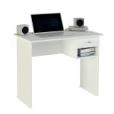 Mesa de Escritorio y Trabajo en Color Blanco, 90x50x74cm - Con Cajón y Estante para Oficina o Estudio