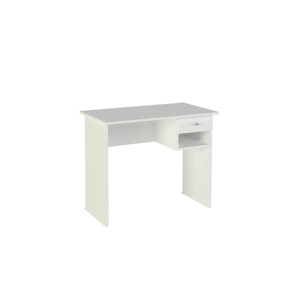 Mesa de Escritorio y Trabajo en Color Blanco, 90x50x74cm - Con Cajón y Estante para Oficina o Estudio