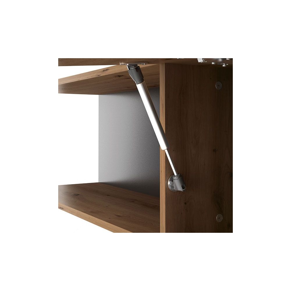 Mueble de TV de Diseño + Modulo Alto de Almacenamiento y 2 Puertas,Roble y Gris 85 cm(Alto) x 200cm (Ancho) x 40cm (Fondo)