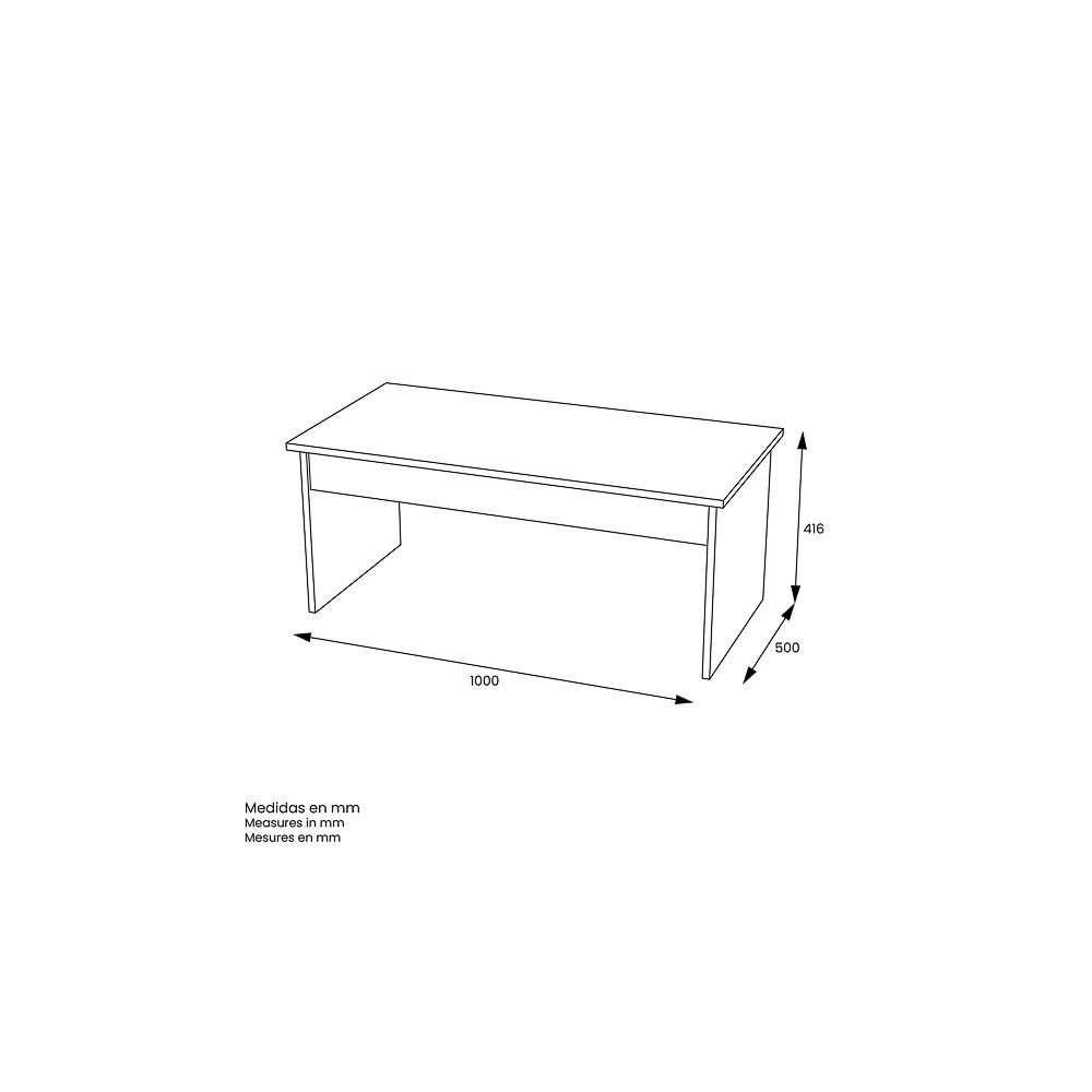 Mesa de Centro Fija, Mesa Auxiliar, Acabado en Blanco, Medidas: 100 cm (Largo) x 50 cm (Ancho) x 41,6 cm (Alto)