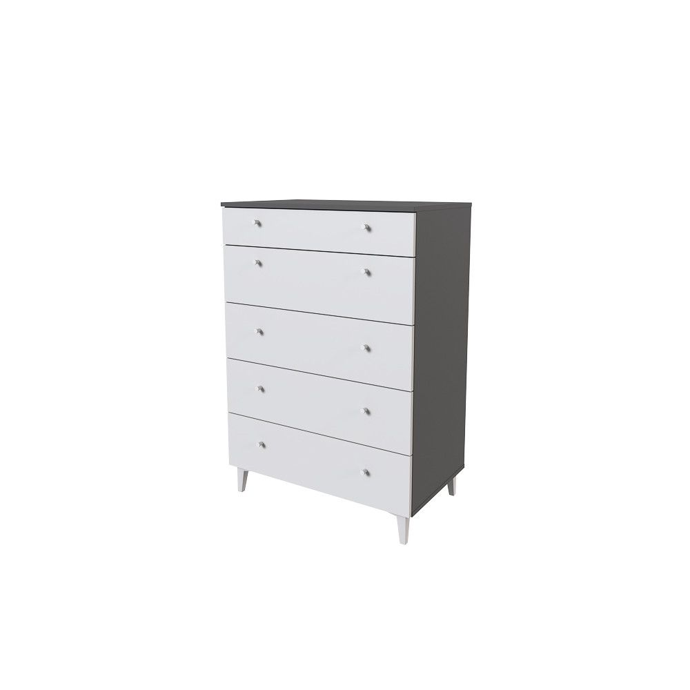 Cómoda con 5 Cajones, para Dormitorio, Acabado en Color Blanco, Medidas: 80 cm (Ancho) x 114,6 cm (Alto) x 48 cm (Fondo)