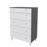 Cómoda con 5 Cajones, para Dormitorio, Acabado en Color Blanco, Medidas: 80 cm (Ancho) x 114,6 cm (Alto) x 48 cm (Fondo)