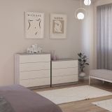 Cómoda con 3 Cajones, para Dormitorio, Acabado en Color Cemento Blanco, Medidas: 80 cm (Ancho) x 70 cm (Alto) x 48 cm (Fondo)